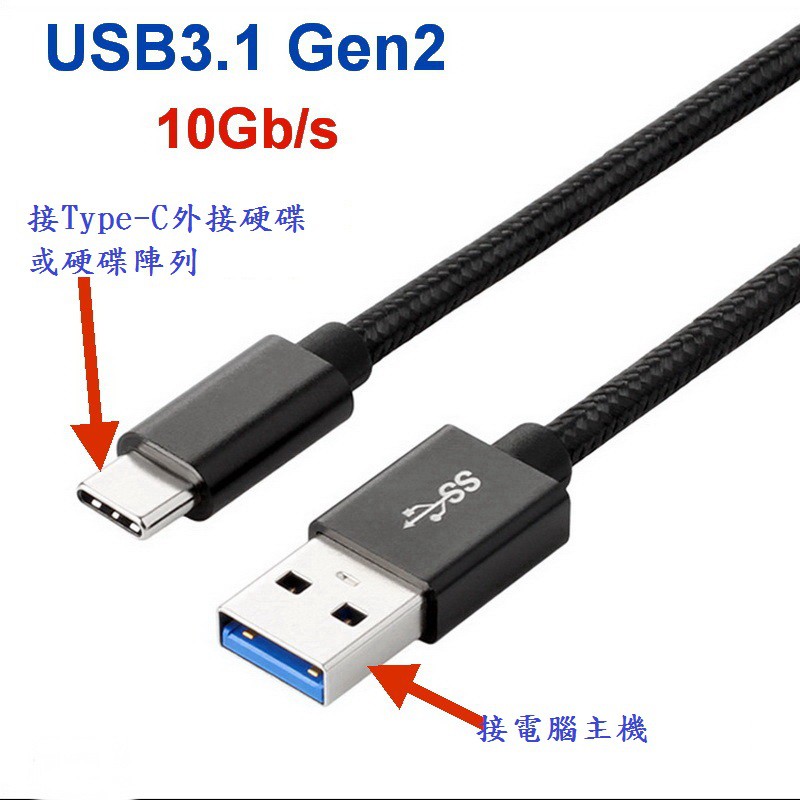 【勁祥科技】 USB 3.1 轉 Type-C Gen2 高速傳輸充電線 USB3.1 to Type-C  2米