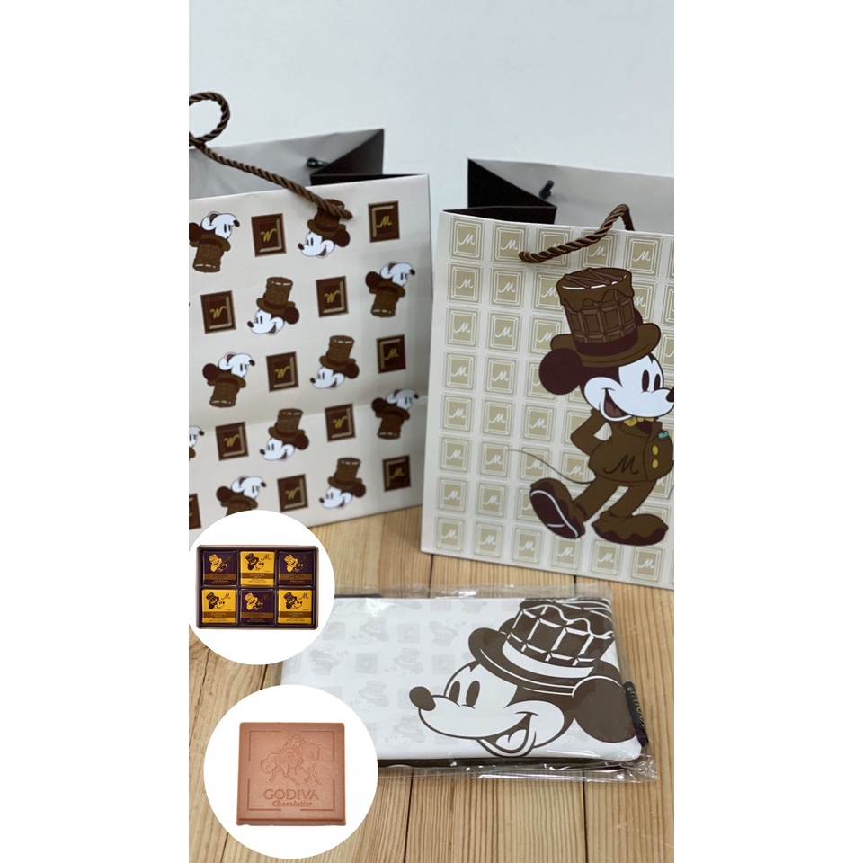 [出清中]情人節巧克力 GODIVA x 日本迪士尼商店 米奇收納袋 巧克力6入組
