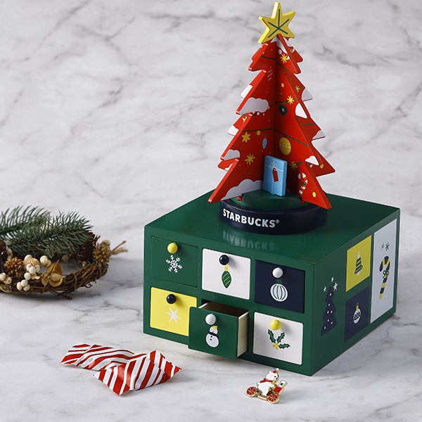 星巴克 Starbucks 耶誕巧克力盒 木製耶誕倒數禮盒 木製收納盒 小物收納木盒