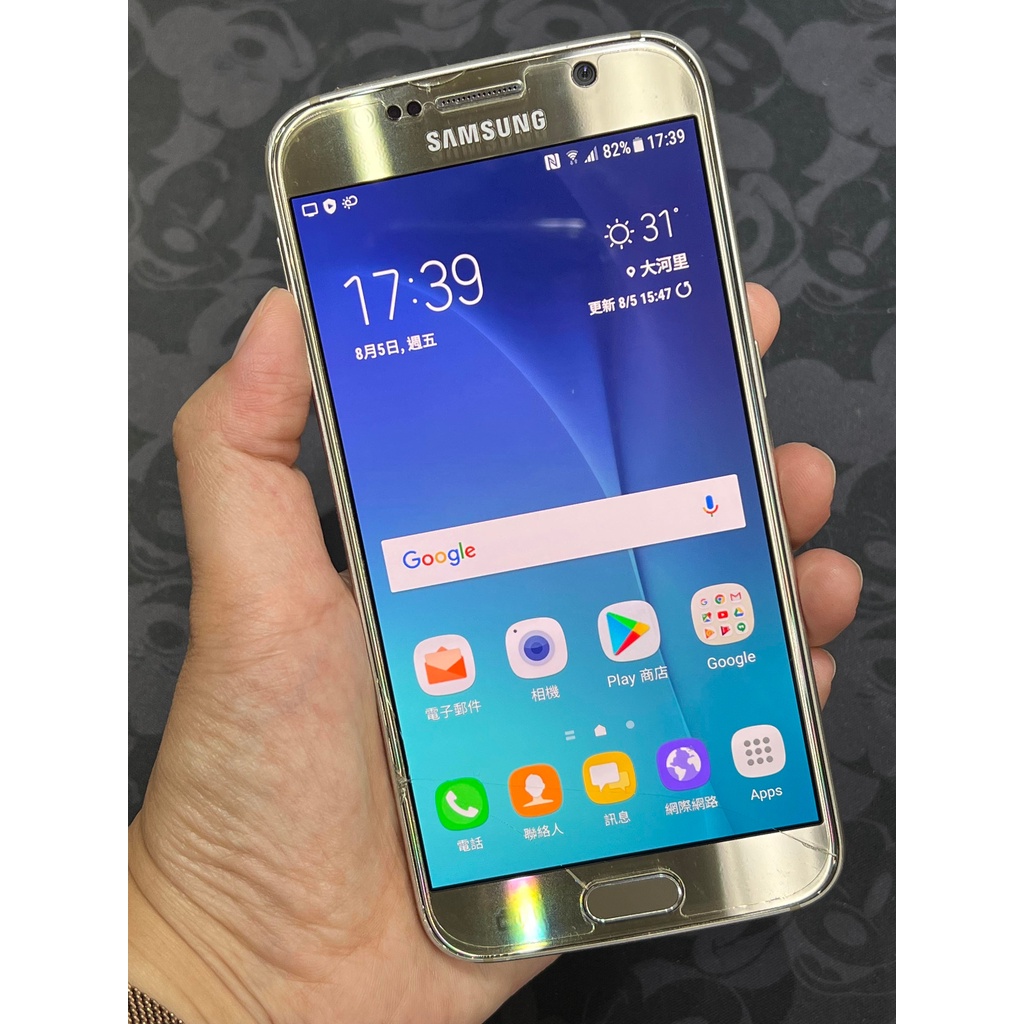 Samsung Galaxy S6 金色 64G 外觀8成新(螢幕破，不影響顯示觸控) 功能正常