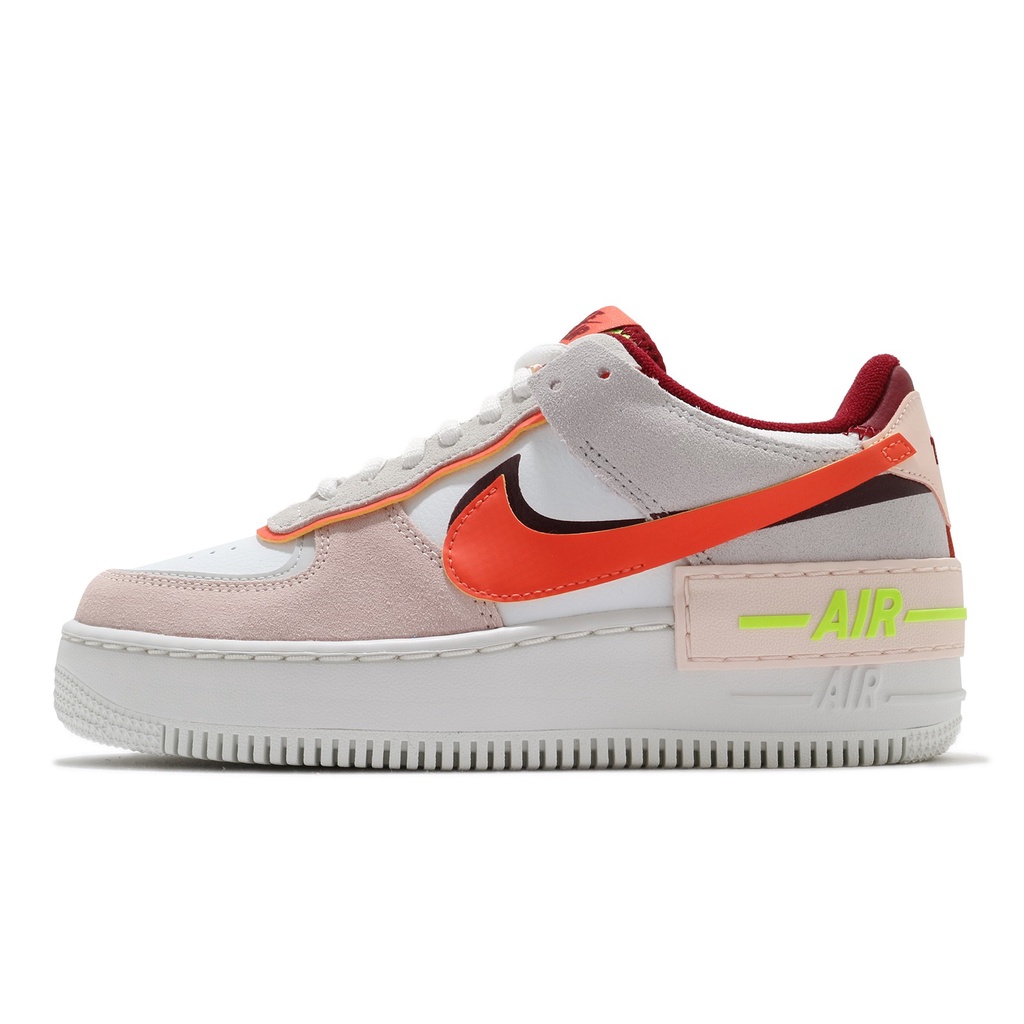 Nike 休閒鞋 AF1 Shadow 紅 橘 米白 女鞋 Air Force 1 解構【ACS】 CU8591-600