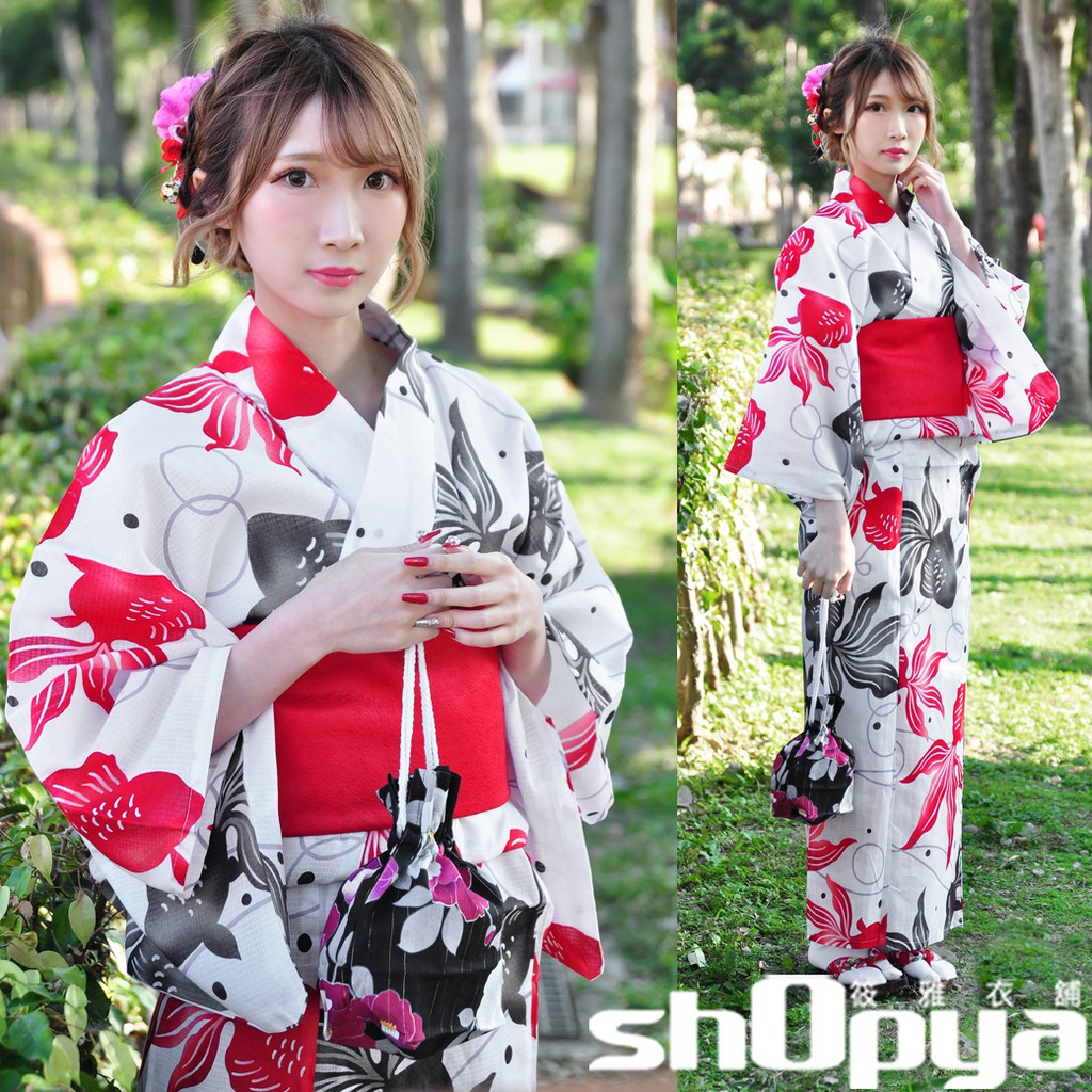 日本金魚印花長浴衣和服附兵兒帶下單送頭飾筱雅衣舖 Ba997 台灣現貨 蝦皮購物