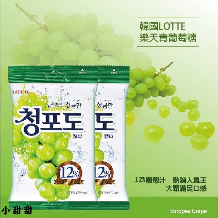 (買一送一)韓國LOTTE 樂天 青葡萄糖 樂天超市 熱銷人氣王 12%葡萄汁 大顆滿足口感  糖果 小甜甜食品