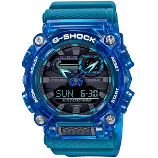 CASIO 卡西歐 G-SHOCK 炫彩音浪 工業風雙顯手錶-科技藍 GA-900SKL-2A