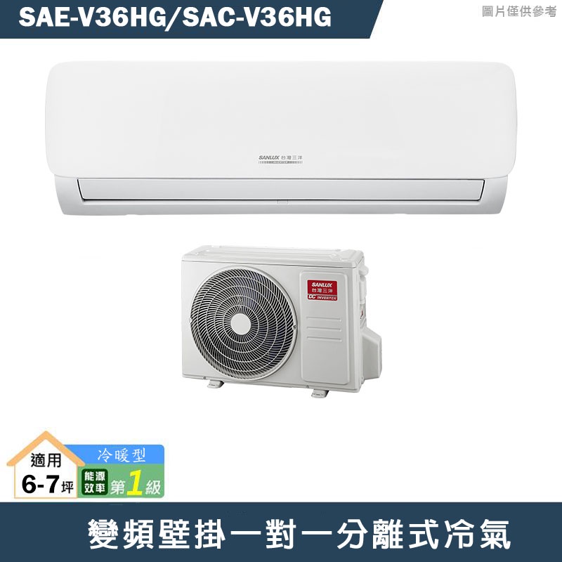 SANLUX台灣三洋【SAE-V36HG/SAC-V36HG】R32變頻壁掛一對一分離式冷氣(冷暖型)1級(含標準安裝)