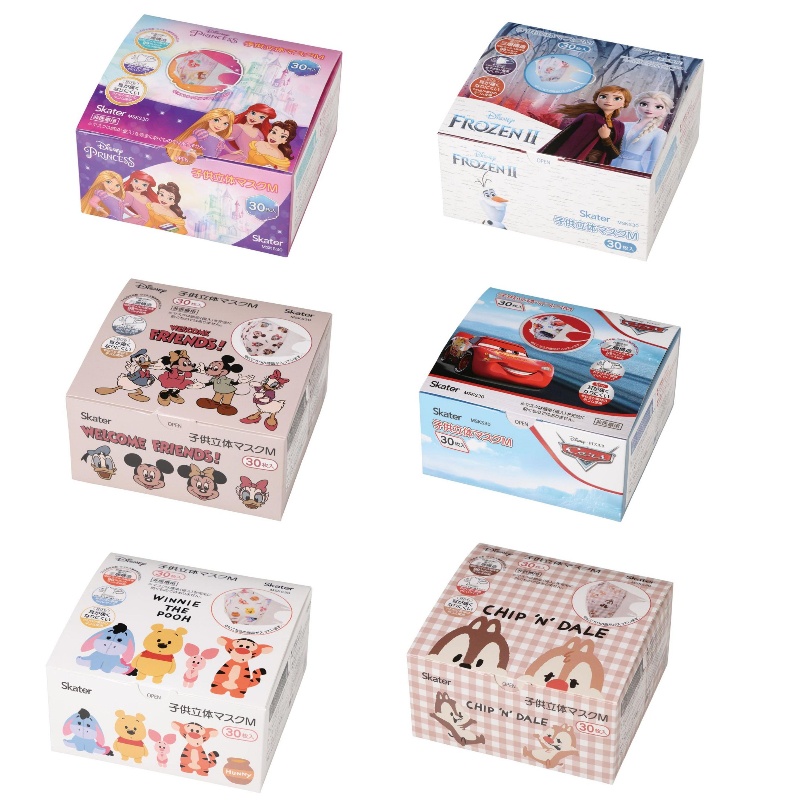 日本  Disney  sanrio 卡通系列 3層不織布 兒童 立體口罩 盒裝 (MSKS30/4歲以上/30枚入)