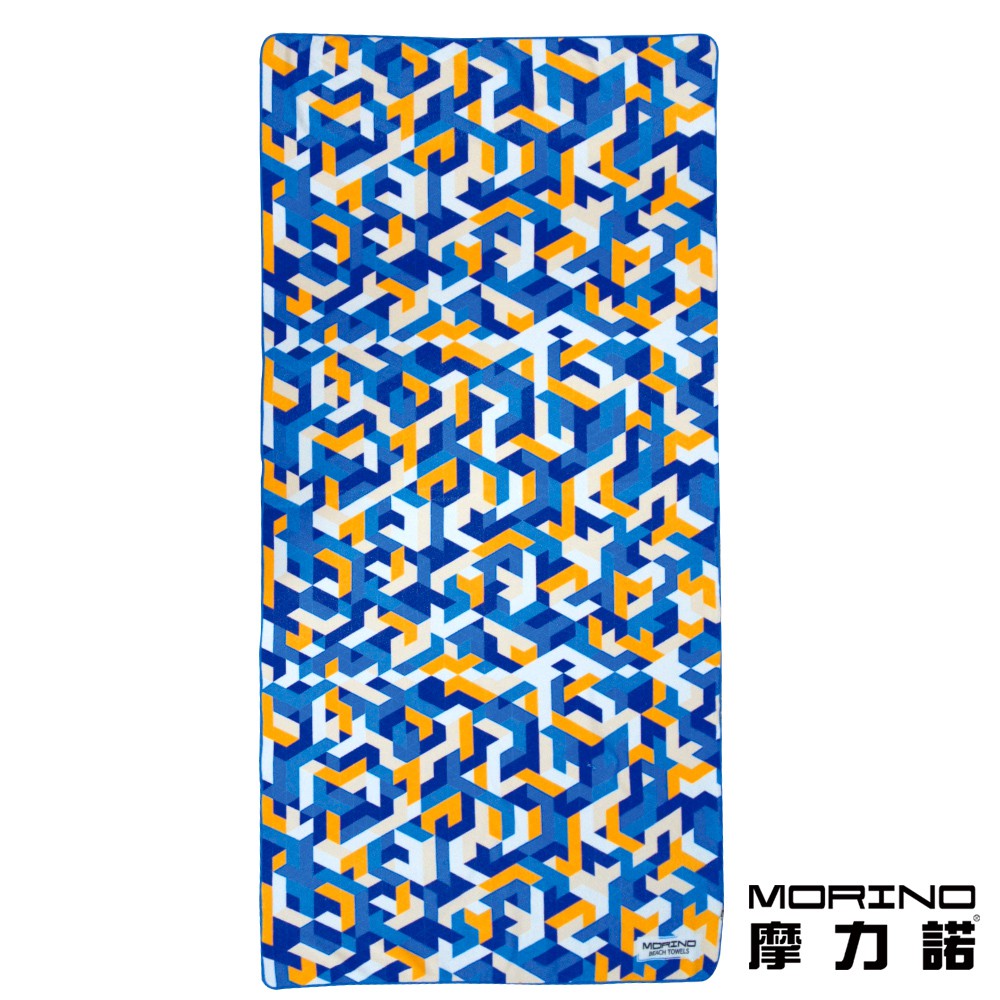 【MORINO摩力諾】超細纖維繽紛靚彩海灘巾-幾何方塊(附收納袋)免運 MO874