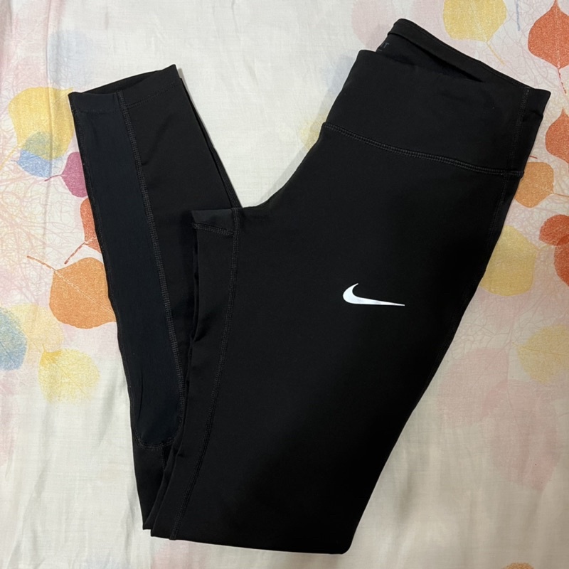 [二手] Nike running 耐吉 彈力運動長褲 緊身褲 跑步褲 拼接 網紗 尺寸S