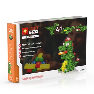 【諸羅童樂園】亮亮積木LIGHT STAX -鱷魚四合一積木-小顆粒-105pcs正版公司貨-會發光的LED積木