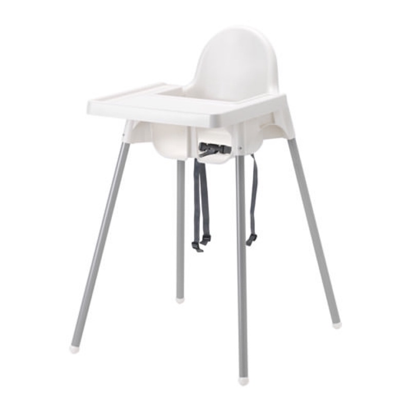 IKEA 二手兒童高腳餐椅-白色&amp; 圍兜-彩色