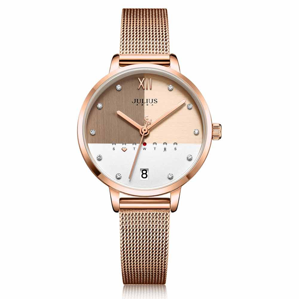 JULIUS 聚利時 1/3的幸福米蘭錶帶手錶 五色(32X38mm)