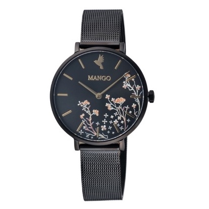 【MANGO】花語時尚米蘭帶腕錶 黑色 34mm MA6767L-GY