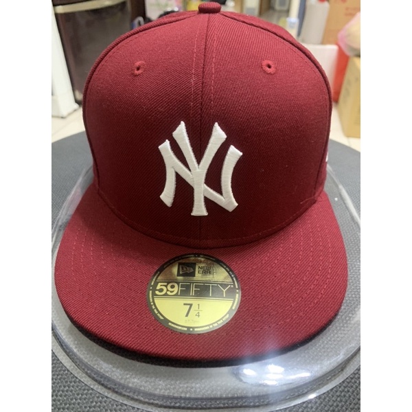 MLB NEW ERA NY洋基棒球帽cap 酒紅 59fifty