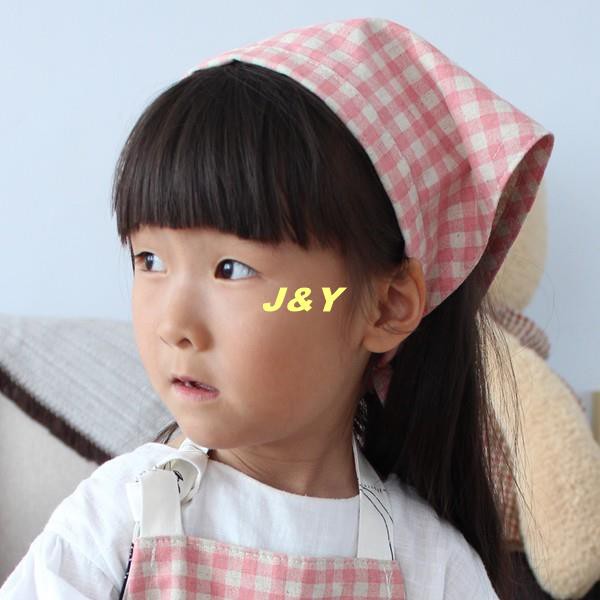 J Y 日式棉麻格子成人 兒童三角頭巾親子款廚房頭巾 蝦皮購物