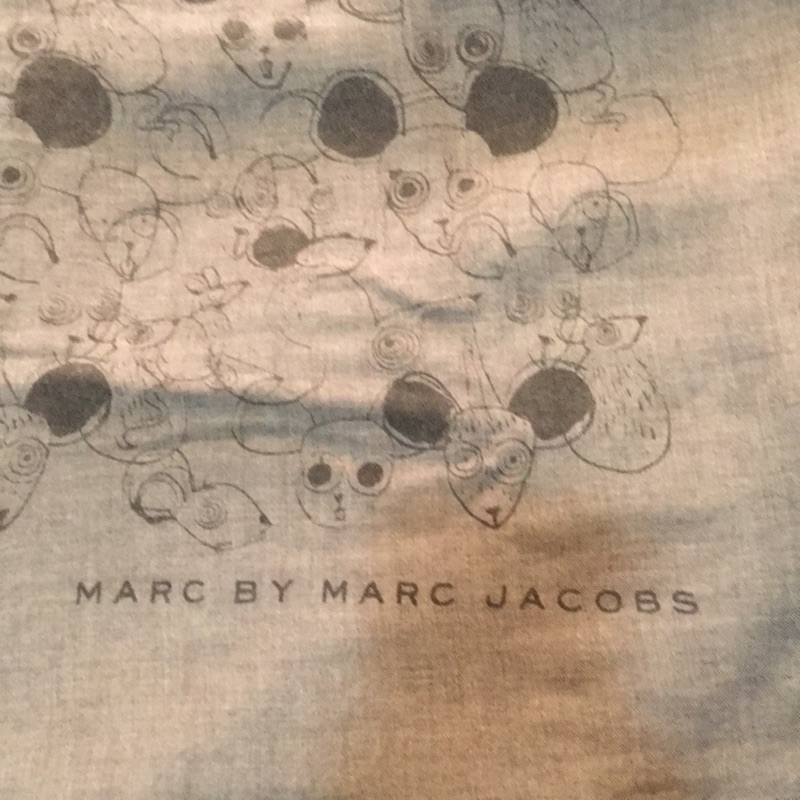 MARC BY MARC JACOBS大絲巾 圍巾 方巾 蓮藕紫 小老鼠