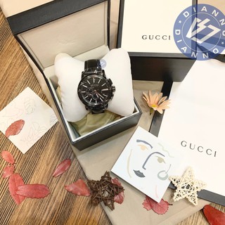 免運 帝安諾-實體店面 全新正品 Gucci 手錶 G-Chrono系列男士腕錶 真皮商務計時石英錶 大G男錶 黑色