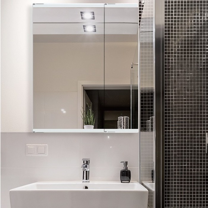 ✨Leaderya日式雙門面質感60CM鏡櫃✨多格收納儲物浴室鏡櫃(LAMB-60A)
