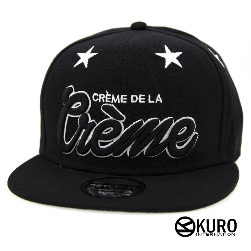 KURO-SHOP黑色CREME電繡潮流板帽棒球帽