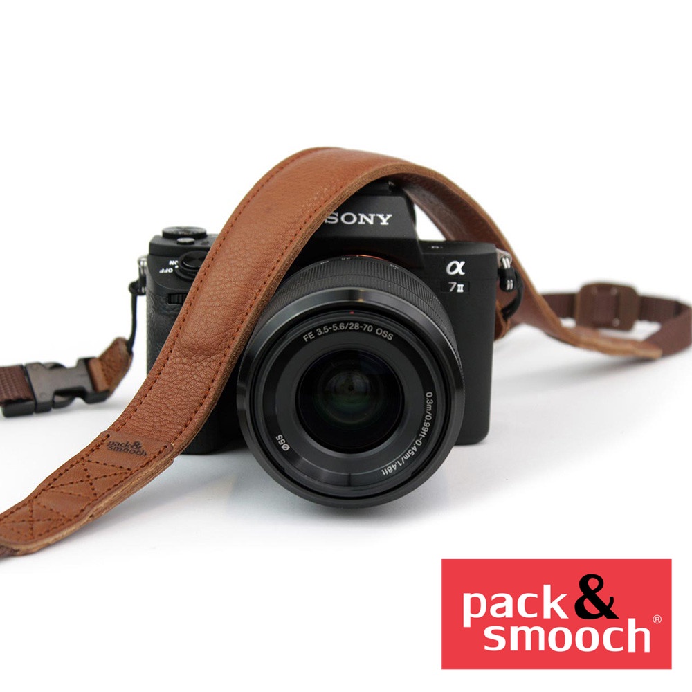 Pack &amp; Smooch NAPPA 超舒適皮革相機頸繩-淺棕 / 深棕