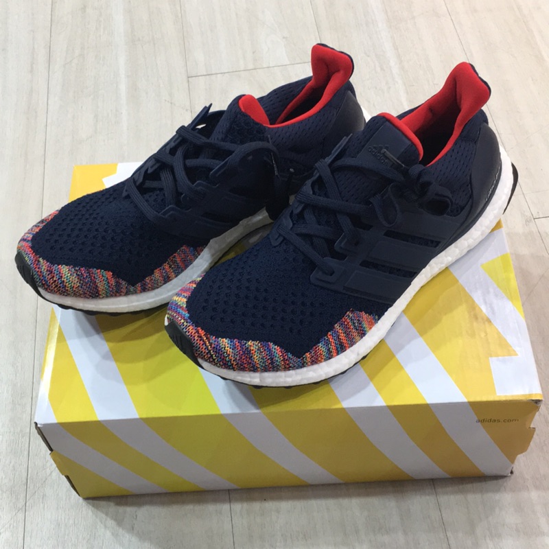 {Moli}Adidas Ultra boost 彩虹 深藍 編織 馬牌底 休閒 運動 慢跑 男鞋 BB7801