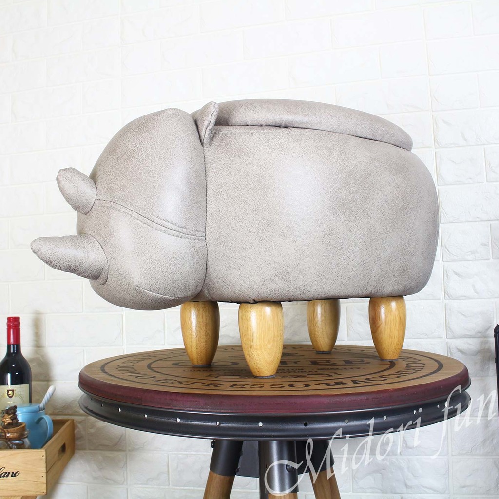 L02-B~現貨供應~灰犀牛噗收納椅 LOFT 牛牛凳 麂皮絨布 兒童椅 犀牛 可愛動物 創意家居 小沙發造型
