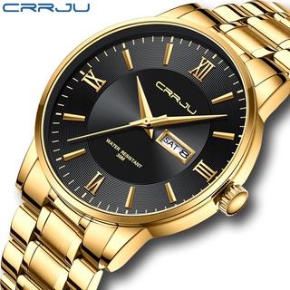 Crrju 男士手錶時尚奢華防水金石英手錶計時碼表男士手錶 2175X