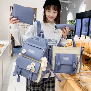 後背包 女 背包 2020新款 韓版 潮 子母包 四件套 高中 學生 大容量 休閒 書包