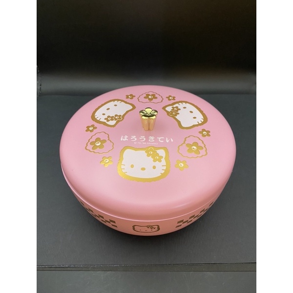 Hello Kitty 日本製粉紅色燙金果盒 糖果盒 （仿漆器）
