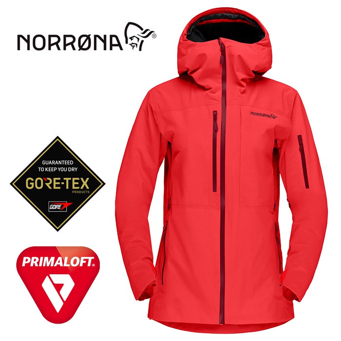 【Norrona 老人頭 挪威】Gore-Tex 防水保暖外套 滑雪外套 女款 寶石紅 (1007-18-1280)