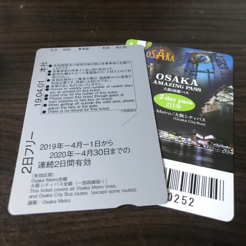 售大阪周遊卡兩日卷。