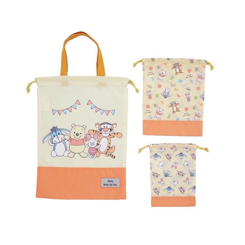 日本迪士尼 小熊維尼 購物袋 手提袋 收納袋（三入）