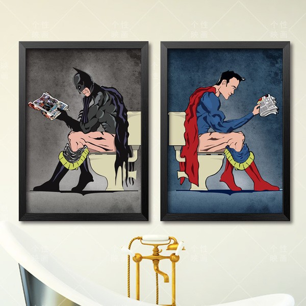 尼克卡樂斯~創意個性卡通有框畫 LOFT北歐風掛畫 漫威英雄畫 服飾店咖啡廳擺飾 客廳掛畫 酒吧裝置藝術 蝙蝠俠超人