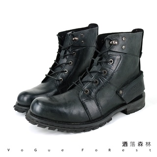 【男靴】酷黑潮流中筒靴 機車靴 - 15220012H-1 - 黑色