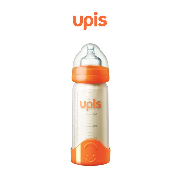 韓國UPIS 拋棄式奶瓶-250ml 橘色 外出攜帶方便