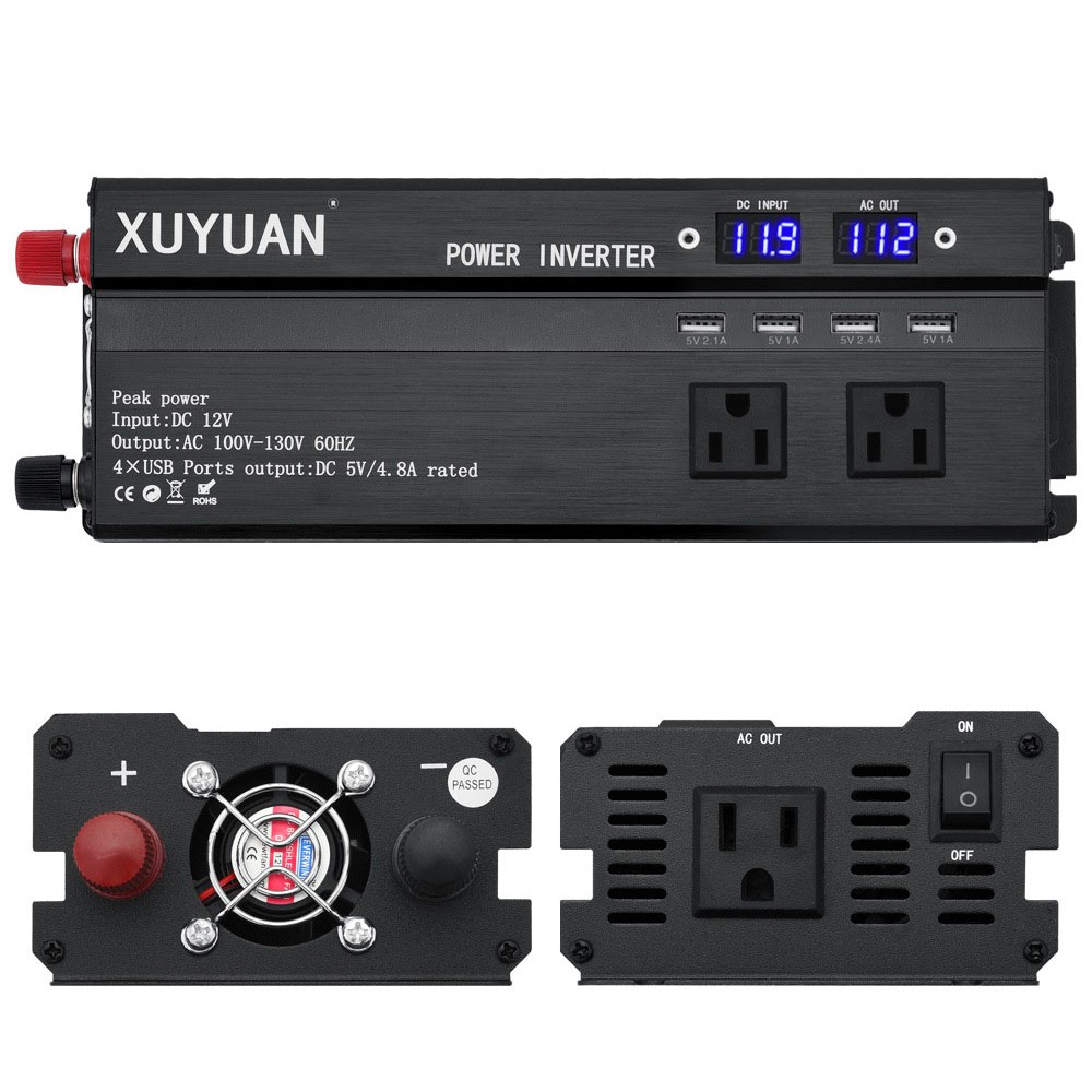 【當天發貨】旭缘xuyuan逆變器美規12v轉110v2000w車載逆變器數位顯示轉換器