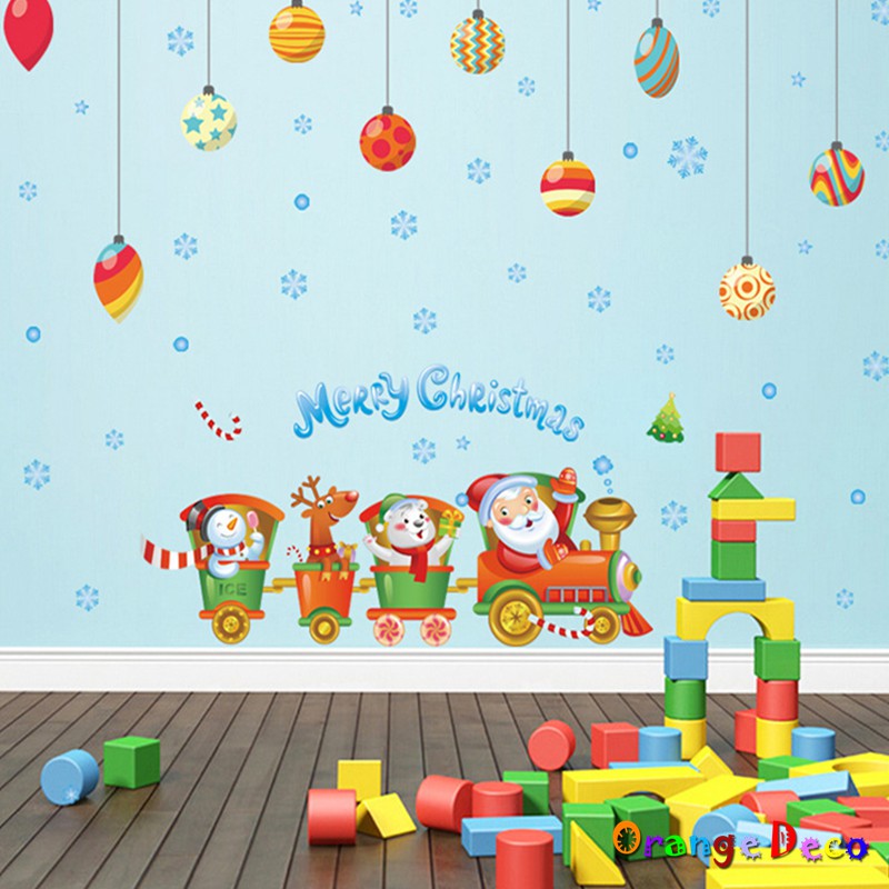 【橘果設計】耶誕列車聖誕節 壁貼 牆貼 壁紙 DIY組合裝飾佈置