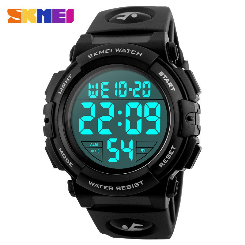 SKMEI時刻美1258/1256男士防水電子手錶LED大錶盤運動腕表時尚多功能戶外手錶