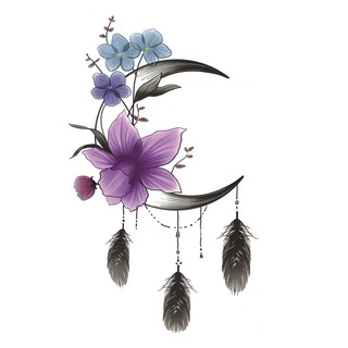 ☆潮品小舖☆ CS16 性感個性紋身貼紙 紋身貼 花朵月亮羽毛 防水持久 刺青貼紙 捕夢網