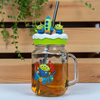 [現貨在臺]Disney 授權 迪士尼 三眼怪 造型杯 造型玻璃杯 玻璃罐 水杯 杯子 附吸管 梅森罐 隨行杯