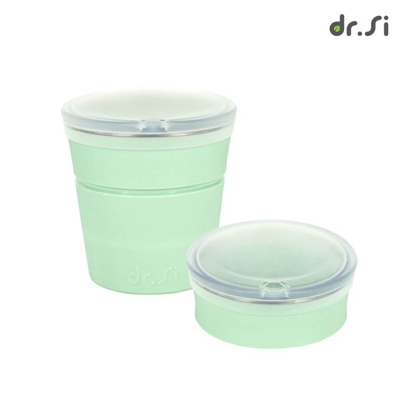 【dr.Si 矽寶巧】450ml巧力杯-艾綠 環保杯 矽膠杯 折疊杯