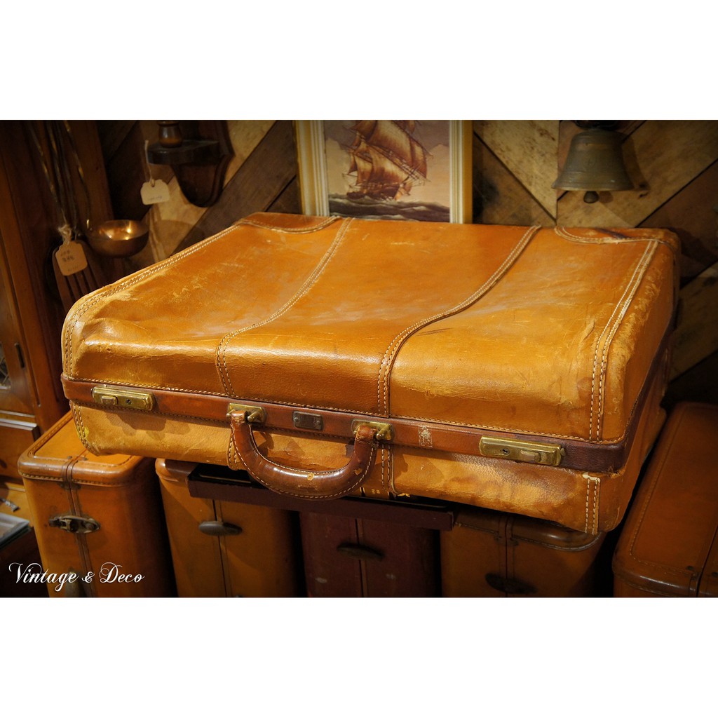 美國古董PLATT皮革西裝外套手提箱 復古行李箱 老行李箱 [BOX-0330]