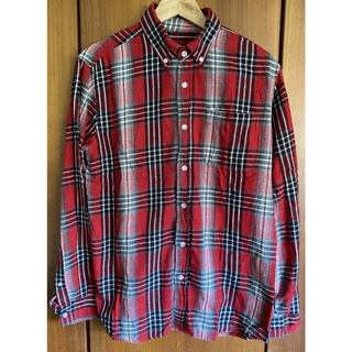 HANG TEN 紅色系格紋 長袖休閒襯衫 (M) ，8成新