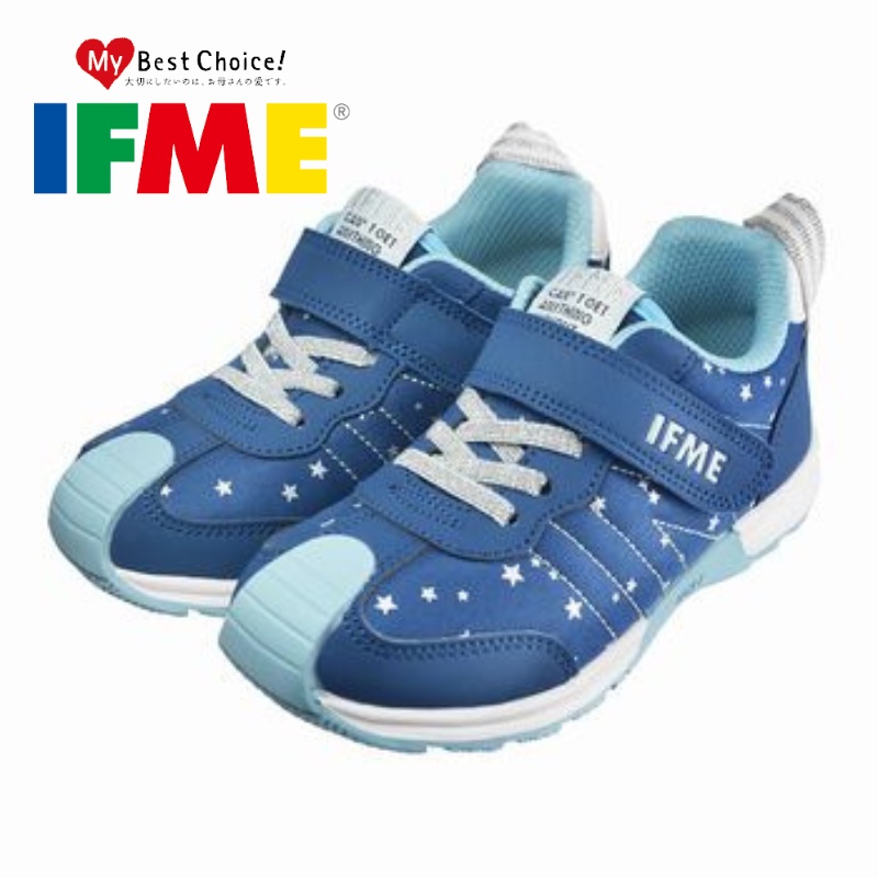 [新竹-實體門市]IFME-勁步系列 深海探險-藍紫 日本機能童鞋 原廠公司貨 運動鞋 布鞋 星星裝飾