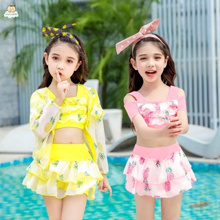 女童泳衣 兒童泳衣 兒童泳衣女兒童中大童女孩寶寶小公主韓國裙式女童可愛套裝游泳衣