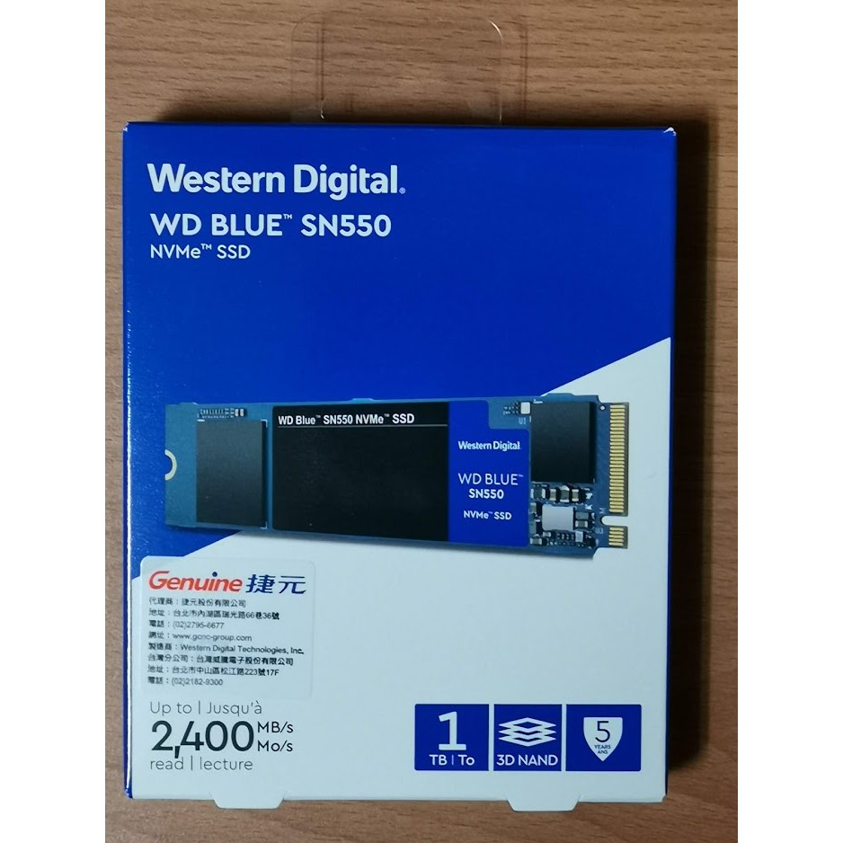WD 藍標 SN550 1TB SSD PCIe NVMe固態硬碟 (全新未拆)