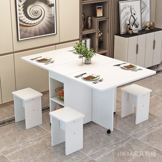 【桌子】折疊餐桌家用小戶型4人長方形簡易圓形可移動伸縮吃飯桌子折疊桌