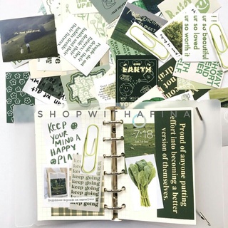 美學貼紙 48pcs 美學打字機綠色幼兒園行星版貼紙套裝韓版日記 / 刮 S 材料店 Whitehafina #0