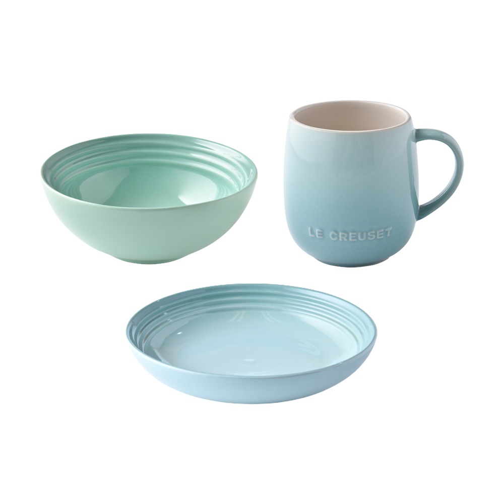 Le Creuset  悠然綠  義麵盤 22cm / 早餐穀片碗 16cm / 蛋蛋馬克杯 380ml