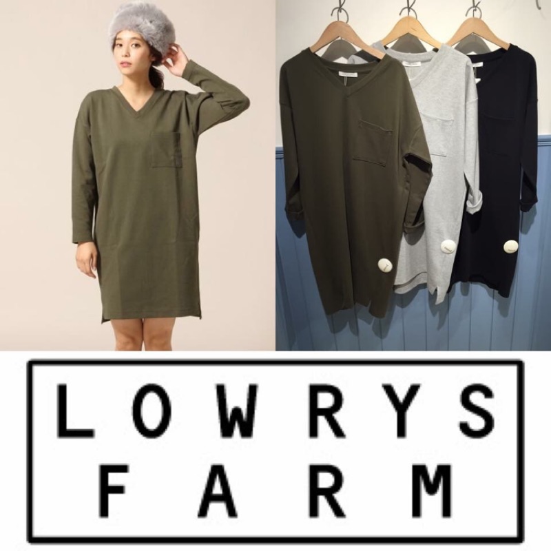 Lowrys farm 長袖口袋長版t-shirt棉質洋裝