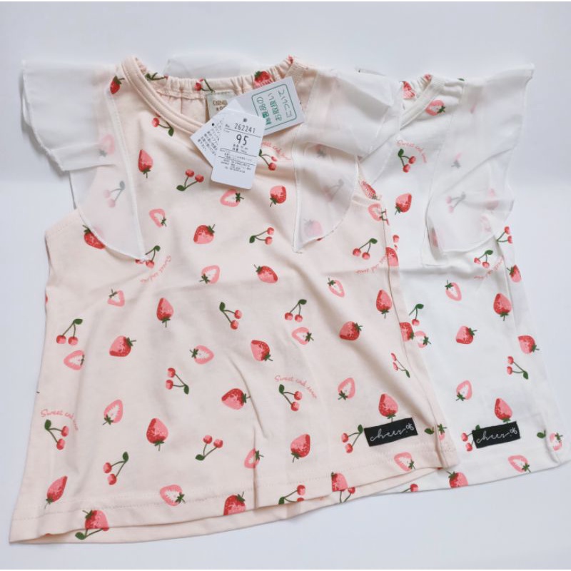 日本空運進口現貨☆╮西松屋 甜蜜草莓櫻桃款女童 無袖上衣 90.95cm